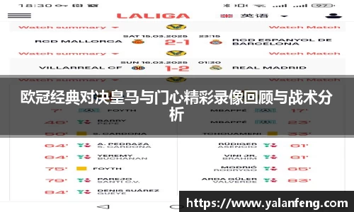 欧冠经典对决皇马与门心精彩录像回顾与战术分析